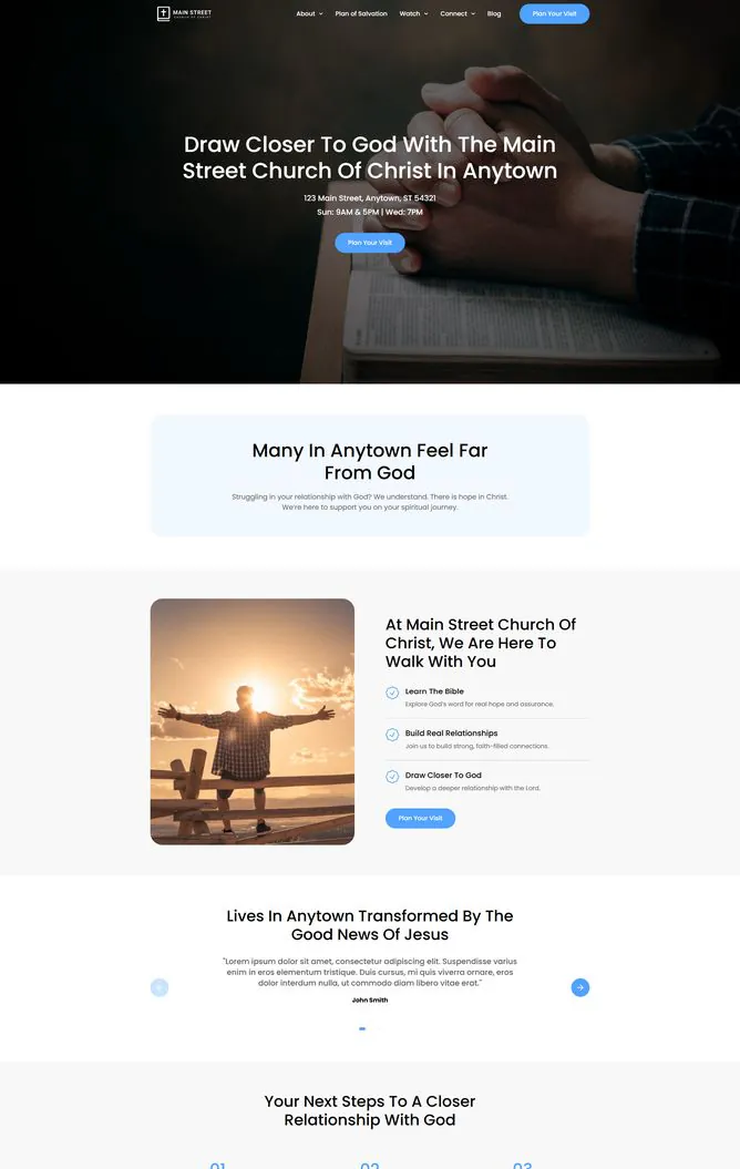 The Harmony template in its blue color palette
